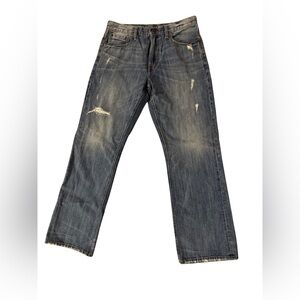 American Eagle Outfitters Relaxed Fit BootCut Distressed Jeans Dark Blue 34 x 34